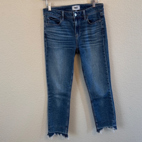 Paige Skyline Skinny Crop Denim Jean Blue Size 29 - Picture 4 of 12